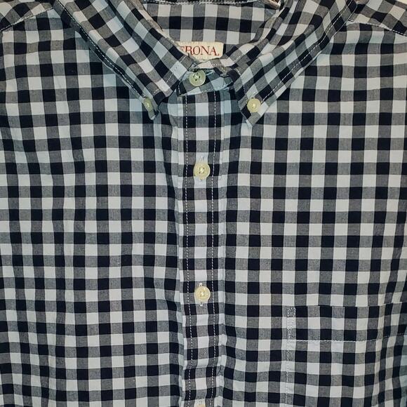 Merona Gingham Plaid Long Sleeve Button Down Shirt Size XL - Picture 3 of 6